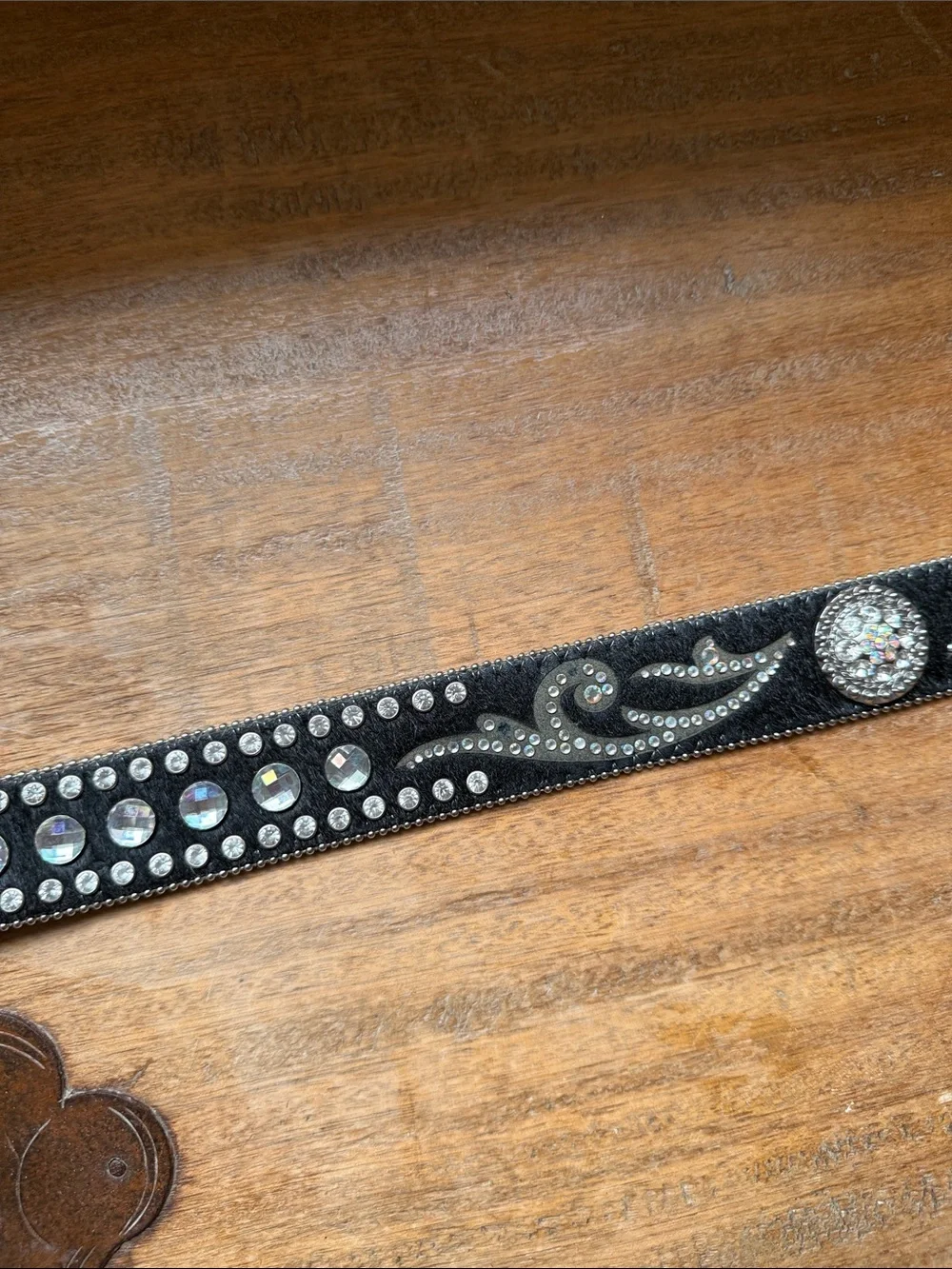Studded Black Western Belt with Silver Buckle